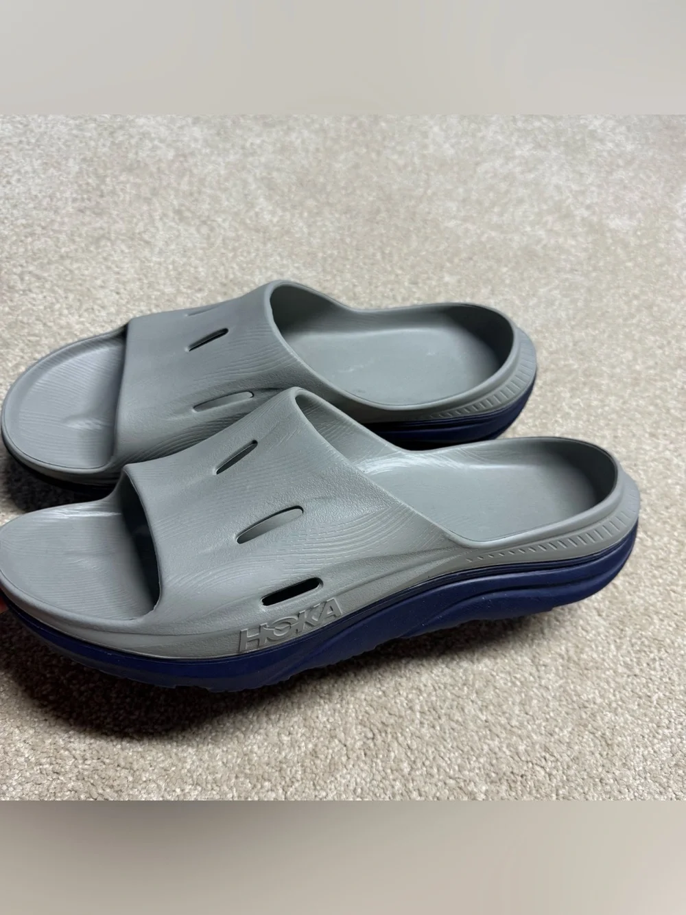 Hoka One One Ora Recovery Slide Sandal Men's 14 Gray Blue Sportswear Casual